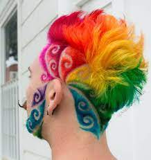 1 567 Likes 77 Comments Angela S Hair Skullptures Angela Skullptures On Instagram Rainbow Fire I Mens Hair Colour Men Hair Color Hair Designs