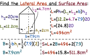 This basic geometry video tutorial explains how to find the volume and surface area of a triangular prism. How Do You Find The Lateral And Surface Areas Of A Triangular Prism Printable Summary Virtual Nerd