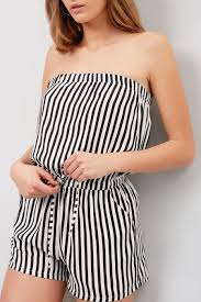 Black And White Striped Short Romper Black And White Striped Strapless Romper Strapless Romper Fashion Clothes