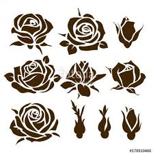 Vector Vector Set Of Decorative Rose Icon Flower Silhouette Rose Rose Icon Stencil Estencil Decoracao Bela E Fera