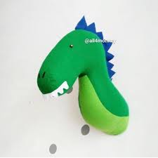 Dinosaur Head Boy Room Felt Faux Head Taxidermy Felt Animal Etsy In 2021 Dinosaur Head Dinosaur Felt Animals