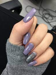 Purple Grey Acrylic Coffin Shaped Nails Mauve Nails Purple Nails Trendy Nails
