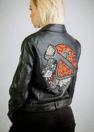 Cool Lion Jacket Black Leather Jacket Rhinestone Animal Print Custom Personalized Jackets Athlete Sports Soccer Basketball Jacket Leather Jackets Women Leather Jacket Jackets For Women