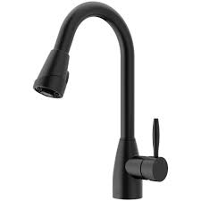 Matte black kitchen faucet with side sprayer. Vigo Graham One Handle Pull Down Matte Black Kitchen Faucet At Menards