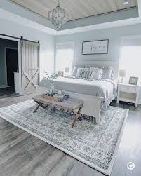 Farmhouse Homes On Instagram This Light Blue Farmhouse Bedroom Has Us Swooning Every Detail Of This Master Bedrooms Decor Home Bedroom Bedroom Refresh