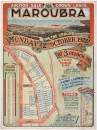 Advertisement For Auction Sale Of Crown Lands At Maroubra 1922 Australian Vintage Auction Sale Posters Australia