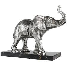 6'' h x 13.5'' w x 3.25'' d. Global Gatherings Silver Elephant Marble Based Bookends Temple Webster