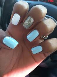 Image about nails in 🦋🦋 by strawbs on we heart it. Blue White And Glitter Nails Pastel Nails Designs Simple Acrylic Nails Trendy Nails