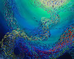 Greatbigcanvas.com has been visited by 10k+ users in the past month Fish Funnel Abstract Painting Original Deep Impressions Underwater Art
