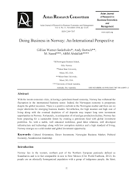 Pdf Doing Business In Norway An International Perspective