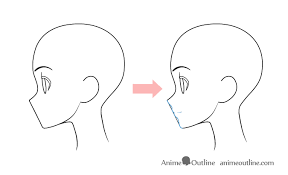 Then, draw one eye slightly above the nose contour, starting with a triangular shape before filling in the eyeball. How To Draw An Anime Girl S Head And Face Animeoutline