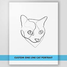 Custom Cat Portrait One Line Drawing Minimal Cat Line Art Etsy Custom Cat Portrait Cat Portraits Custom Cat