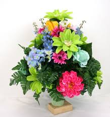 Our catalog of products includes arrangements designed for the cemetery vases, monuments and tombstones, mausoleum. Father S Day Cemetery Vase Flower Arrangement Featuring Beautiful Spring Flowers Flower Vase Arrangements Flower Arrangements Memorial Flowers