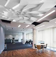 Nos papiers peints xxl trompe l'oeil permettent de décorer votre intérieur effet mur. Decoration D Interieur Espace Bureau Plafond 3d Imitation Bloc De Platre Atelier Wybo