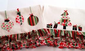 Christmas dish towels, $7 each. Colorful Retro Christmas Dishtowels