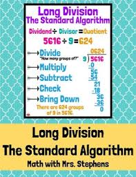 Long Division With The Standard Algorithm Anchor Chart