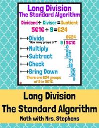 long division with the standard algorithm anchor chart