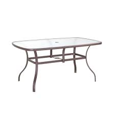 38 In X 60 In Rectangular Glass Top Patio Dining Table Fts00502j At The Home Depot Patio Dining Table Patio Dining Porch Table