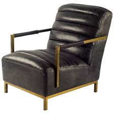 Classic, design and modern armchairs. Black Leather And Brass Modern Armchair Centuria