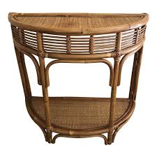 1970s Boho Chic Bamboo Rattan Console Table Vintage Rattan Furniture Console Table Tropical Furniture
