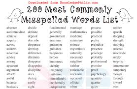 300 Most Commonly Misspelled Words List Pdf Download Commonly Misspelled Words Misspelled Words Word List