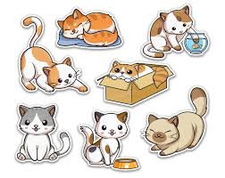 Cute Cat Clipart Kitten Sticker Pussycat Vector Kawaii Chibi Scrapbooking Eps Commercial Use Printable In 2021 Cat Clipart Kitten Stickers Chibi Cat