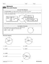 Scroll down the page for more examples and solutions. 11 2 Reteach Arcs And Chords