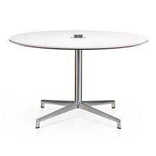 White Round Meeting Table With Power Data Plug In By Ambiancedore Stackable Tables Table Meeting Table