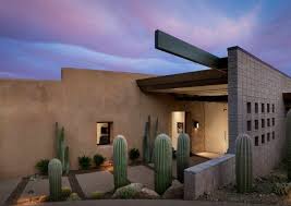 Jardin D Entree De Maison Et Cactus D Exterieur Desert Homes Architecture Adobe House