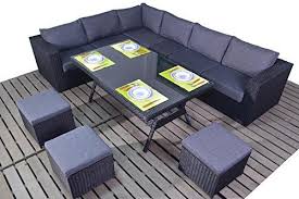 Prestige Rattan Garden Furniture Table Dining Corner Sofa Set Black How To Make Corner Sofa Outdoor Sofa Sets Patio Furniture Pillows