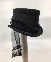 1860 S Ladies Riding Hat Made Of Wired Buckram And Covered In Black Silk Faille The Brim Is Edged In Cotton Rayon Grosgrain Equestrian Style Riding Hats Hats