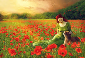 Fantasy Girl in Field with Lion 4k Ultra HD Wallpaper | Background ...