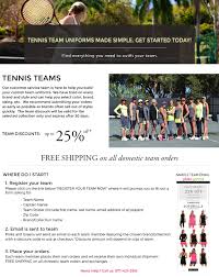 Firstly, free shipping is now only $25, and apparel always ships free with free returns. Tennis Team Uniforms