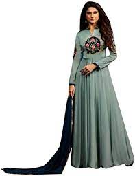 Blue , gown size : Amazon Com Long Gown Party Wear Muslim Floral Anarkali Dress Indian Ethnic Suit 7384 Clothing