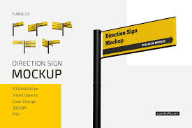 Direction Sign Mockup Set Counrty4k In 2020 Sign Mockup Directional Signs Mockup
