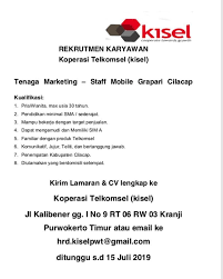 Lowongan Kerja Koperasi Telkomsel Kerja Marketing Pendidikan