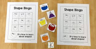 They include exercises on tracing, drawing, naming and identifying 2d shapes, recognizing the difference between 2d and 3d shapes, and comparing shapes to real life objects. Free Shape Bingo