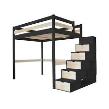 A destination des adultes ou des enfants, en version standard ou sur mesure, en bois ou en métal. Lit Mezzanine Sylvia Avec Escalier Cube Bois Couleur Noir Vernis Naturel Dimensions 160x200 Cdiscount Maison