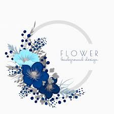 Flower Wreath Drawing Blue Circle Frame With Flowers Free Vector In 2020 Flower Background Design Wreath Drawing Flower Drawing