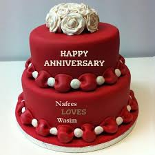 This free original version by 1 happy birthday replaces the traditional happy birthday to you song and can be downloaded free as a mp3, posted to facebook or sent as a birthday link. Write Name On Happy Anniversary Nafees And Wasim Happy Marriage Anniversary Cake Anniversary Cake Pictures Happy Anniversary Cakes