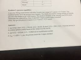 Solved February March 9 Problem 3 Process Capability A