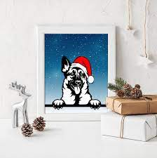 Christmas Decor Dog Wearing Santa Hat German Shepherd Dog Art Print Christmas Dog Holiday Gift Christma Etsy Prints Dog Print Art Nursery Wall Decor Girl