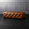 Safavieh hudson leather chelsea round tray ottoman in brown. 1