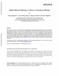 A literature review is what it says it is, it is a comprehensive review of the literature available for any given research question. Health Service Delivery In China A Literature Review