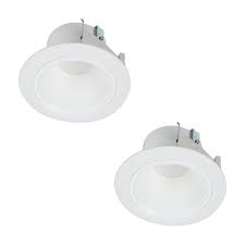 Halo 4 In White Integrated Led Recessed Ceiling Light Retrofit Trim At 3000k Soft White Low Glare Deep Baffle 2 Pack Rld4069301ewhr 2pk The Home Depot
