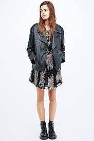 Pins Needles Leather Biker Jacket In Black Kleding