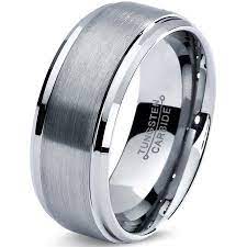 Charming Jewelers Charming Jewelers Tungsten Wedding Band Ring 8mm For Men Women Comfort Fit Step Beveled Edge Brushed Lifetime Guarantee Walmart Com Mens Wedding Rings Tungsten Wedding Bands Rings For Men