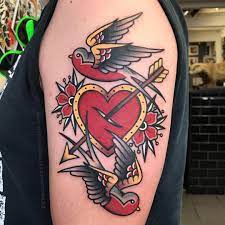 When autocomplete results are available use up and down arrows to review and enter to select. Traditional Tattoo Sparrows And Heart With Arrow Traditional Heart Tattoos Heart Arrow Tattoo Traditional Tattoo Arrow