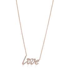 Paloma S Graffiti 18k Rose Gold Love Pendant Diamond Drop Necklace Luxury Jewelry Necklace