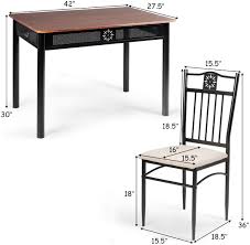 Antique late 1800's carpenters woodworkers wood bench 2 vises. Tangkula 5 Pieces Dining Table And Chairs Set Vintage Retro Wood Top Metal Frame Padded Seat Dining Table Set Home Kitchen Dining Room Furniture Brown Furniture Home Kitchen Sailingschool Pl